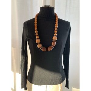 Vintage large wooden beaded necklace 1970s